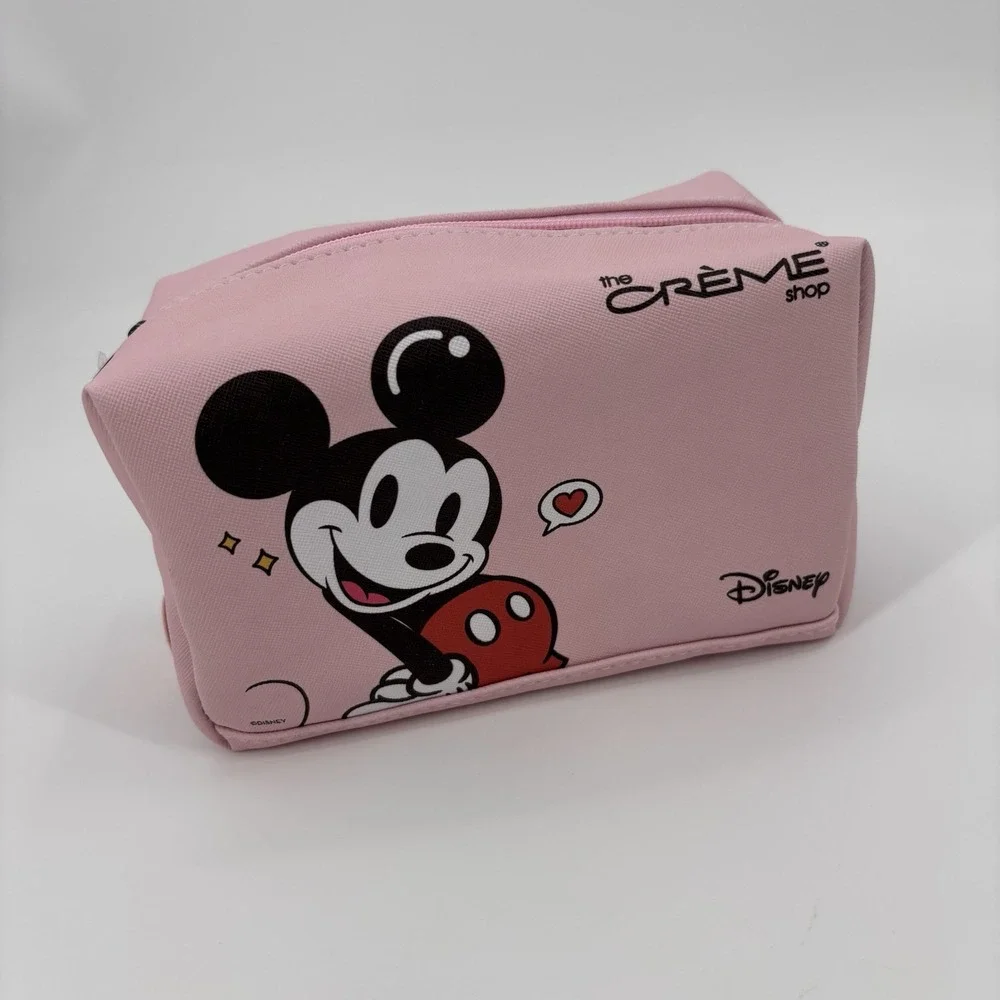 Crème Shop Disney Minnie Mickey Mouse Makeup Bag Pink Zipper Pouch ‎ NWT